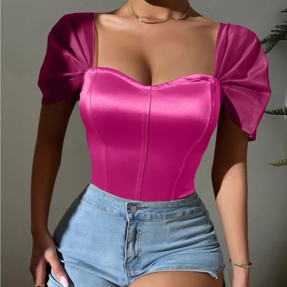 Luxe sweetheart neck satin bodysuit - Picture 14 of 15